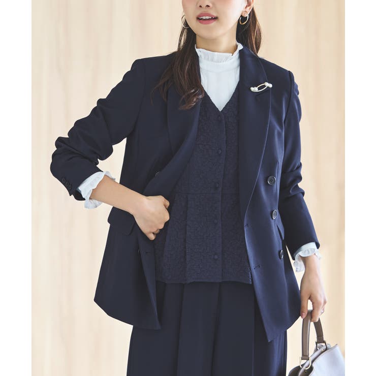 ピークドラペルダブルジャケット＆プリーツトップス＆タックワイドパンツ3点スーツセ… | RUIRUE BOUTIQUE | 詳細画像13 