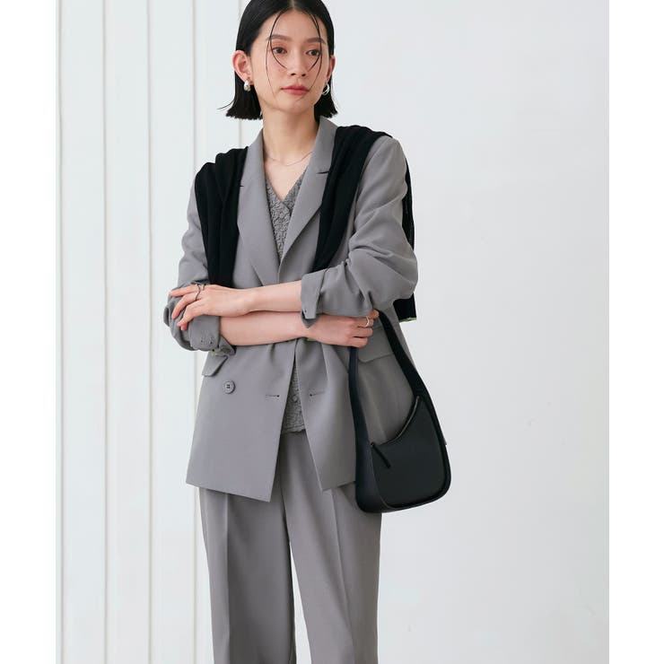 ピークドラペルダブルジャケット＆プリーツトップス＆タックワイドパンツ3点スーツセ… | RUIRUE BOUTIQUE | 詳細画像5 