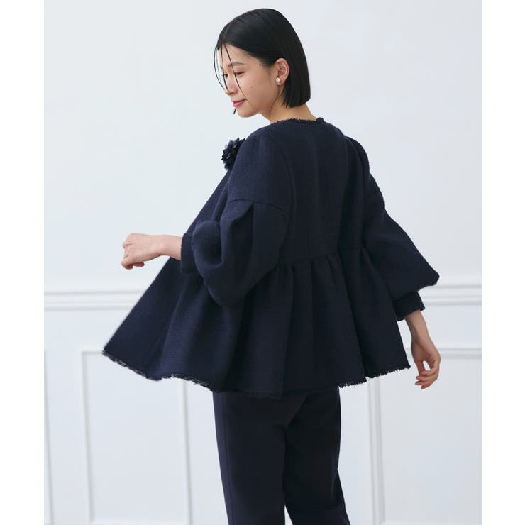 ノーカラーツイードペプラムパンツスーツ | RUIRUE BOUTIQUE | 詳細画像7 