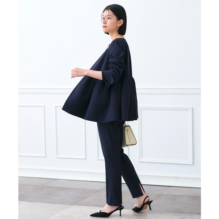 ノーカラーギャザーペプラムスリムパンツスーツ | RUIRUE BOUTIQUE | 詳細画像11 