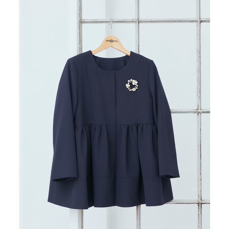 ノーカラーギャザーペプラムスリムパンツスーツ | RUIRUE BOUTIQUE | 詳細画像32 