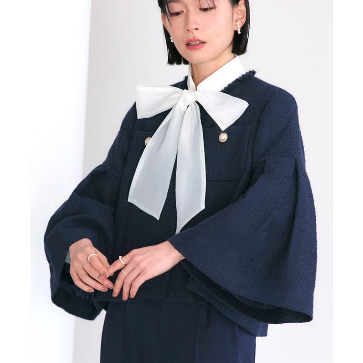 ノーカラーショートフレアジャケットワイドパンツスーツ | RUIRUE BOUTIQUE | 詳細画像11 