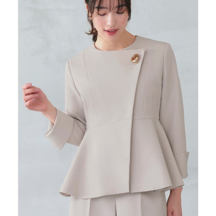 ノーカラーラップペプラムワイドパンツスーツ | RUIRUE BOUTIQUE | 詳細画像10 