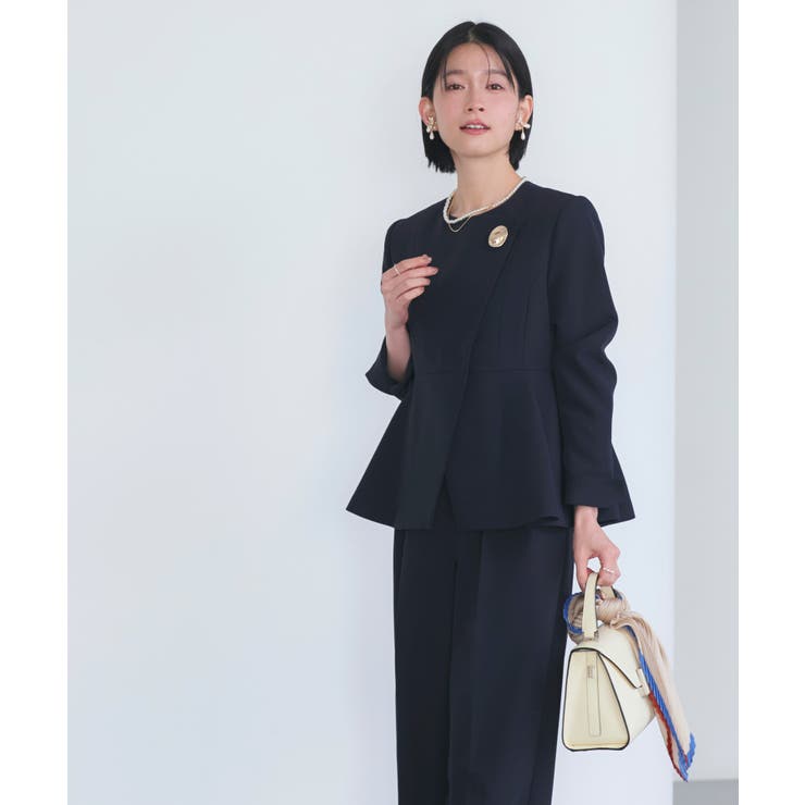 ノーカラーラップペプラムワイドパンツスーツ | RUIRUE BOUTIQUE | 詳細画像15 