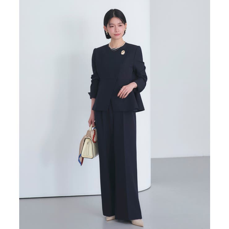 ノーカラーラップペプラムワイドパンツスーツ | RUIRUE BOUTIQUE | 詳細画像16 