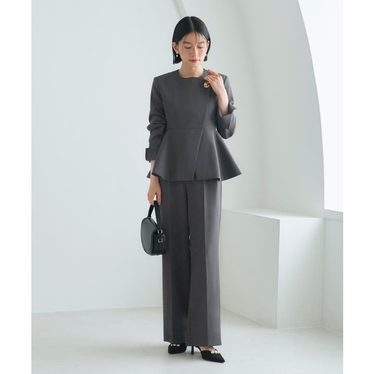 ノーカラーラップペプラムワイドパンツスーツ | RUIRUE BOUTIQUE | 詳細画像17 