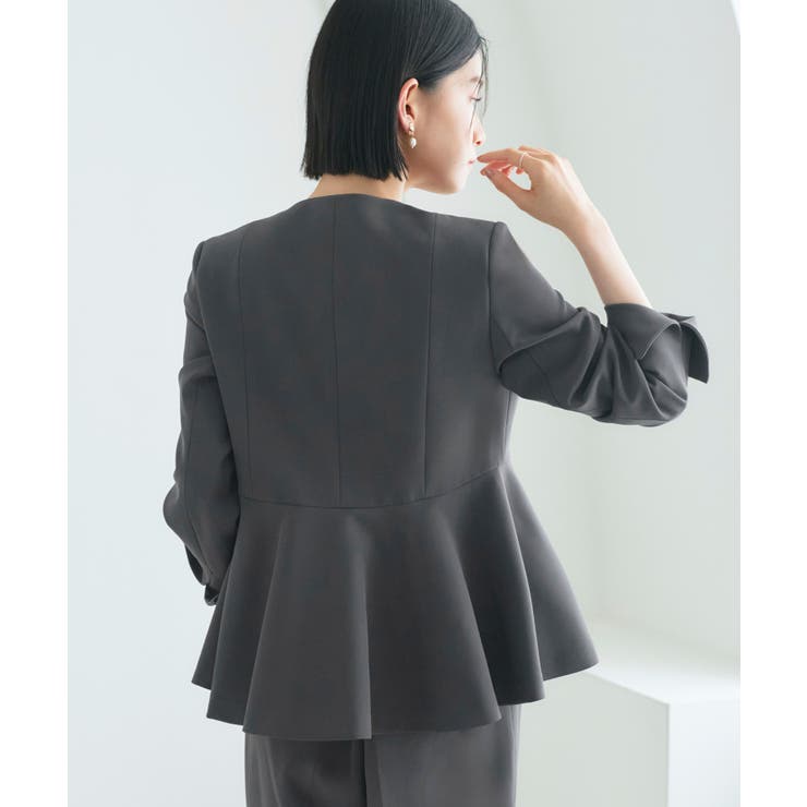 ノーカラーラップペプラムワイドパンツスーツ | RUIRUE BOUTIQUE | 詳細画像18 