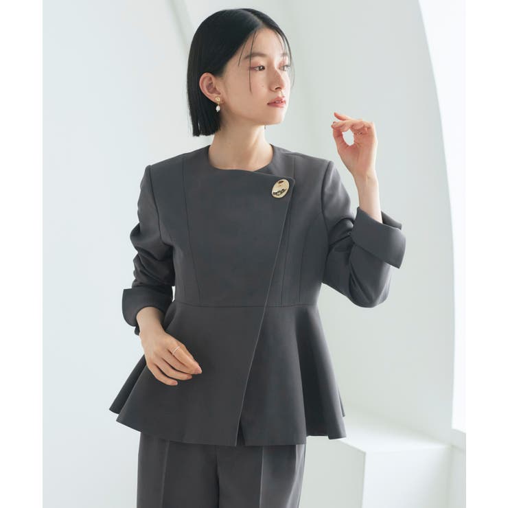 ノーカラーラップペプラムワイドパンツスーツ | RUIRUE BOUTIQUE | 詳細画像19 