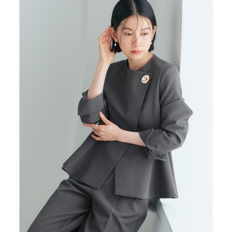 ノーカラーラップペプラムワイドパンツスーツ | RUIRUE BOUTIQUE | 詳細画像20 