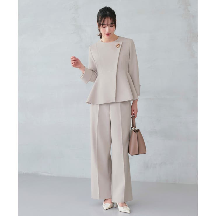 ノーカラーラップペプラムワイドパンツスーツ | RUIRUE BOUTIQUE | 詳細画像6 