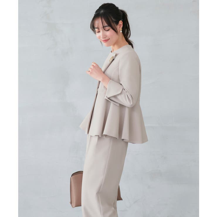 ノーカラーラップペプラムワイドパンツスーツ | RUIRUE BOUTIQUE | 詳細画像9 