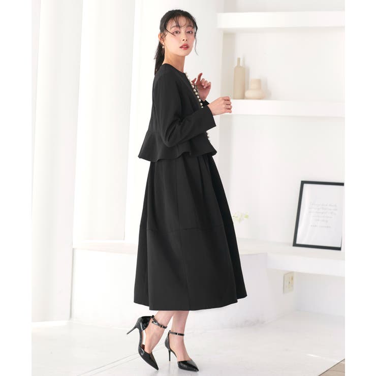 ノーカラーパールペプラムワンピーススーツ | RUIRUE BOUTIQUE | 詳細画像10 