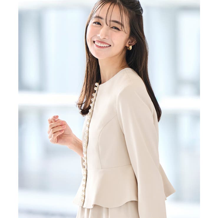 ノーカラーパールペプラムワンピーススーツ | RUIRUE BOUTIQUE | 詳細画像3 
