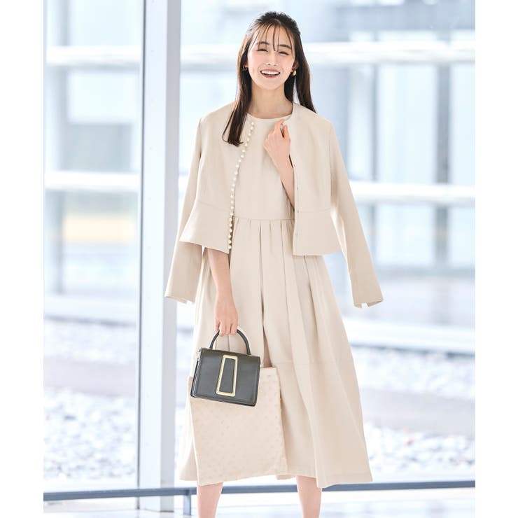 ノーカラーパールペプラムワンピーススーツ | RUIRUE BOUTIQUE | 詳細画像4 