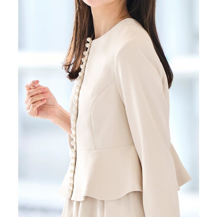 ノーカラーパールペプラムワンピーススーツ | RUIRUE BOUTIQUE | 詳細画像6 