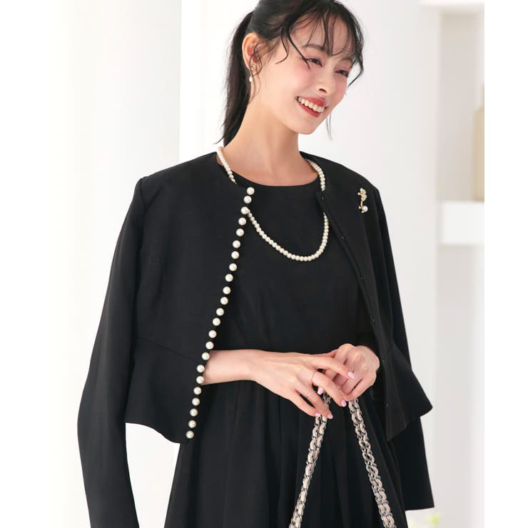 ノーカラーパールペプラムワンピーススーツ | RUIRUE BOUTIQUE | 詳細画像9 