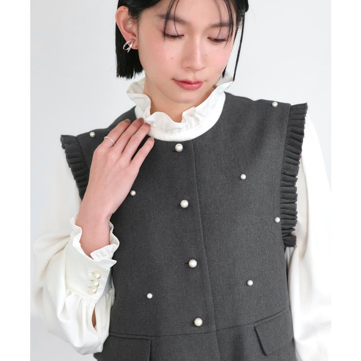 【3点set】ドレスアップ ペプラムジレ＆スリムテーパードパンツフリルブラウス付… | RUIRUE BOUTIQUE | 詳細画像15 