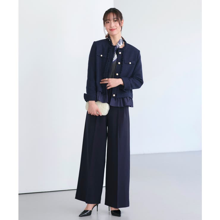 ノーカラーツイードフリルワイドパンツスーツ | RUIRUE BOUTIQUE | 詳細画像11 