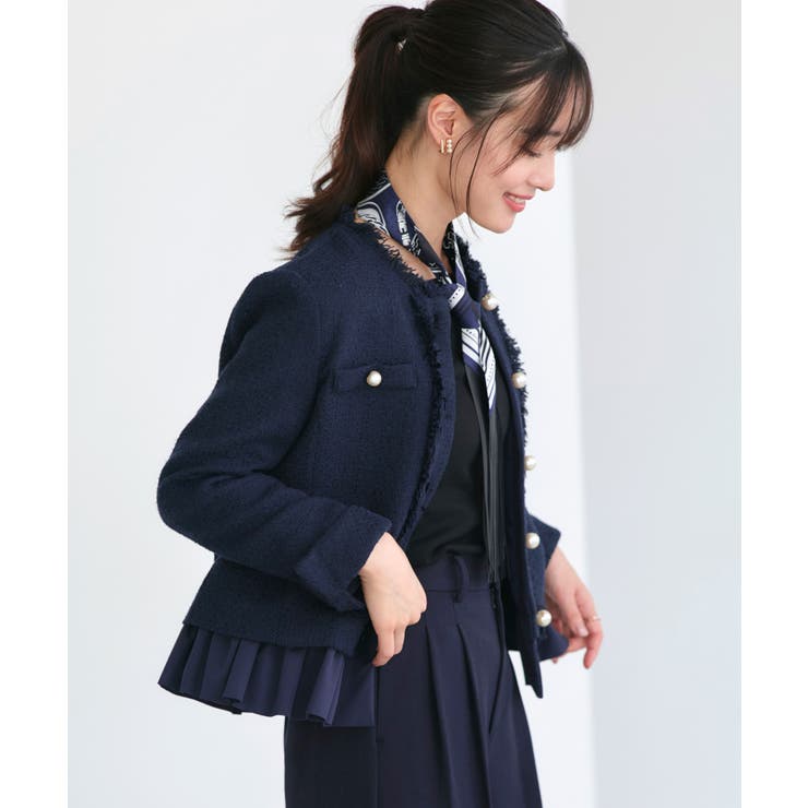 ノーカラーツイードフリルワイドパンツスーツ | RUIRUE BOUTIQUE | 詳細画像13 