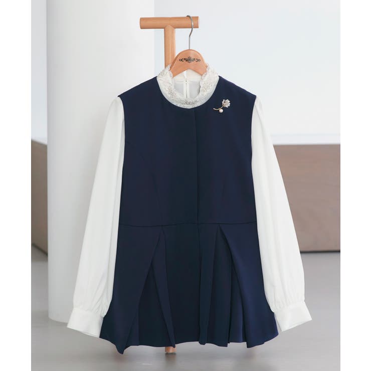 【3点set】 レイヤードペプラムジレ＆スリムテーパードパンツビジューブラウス付… | RUIRUE BOUTIQUE | 詳細画像35 