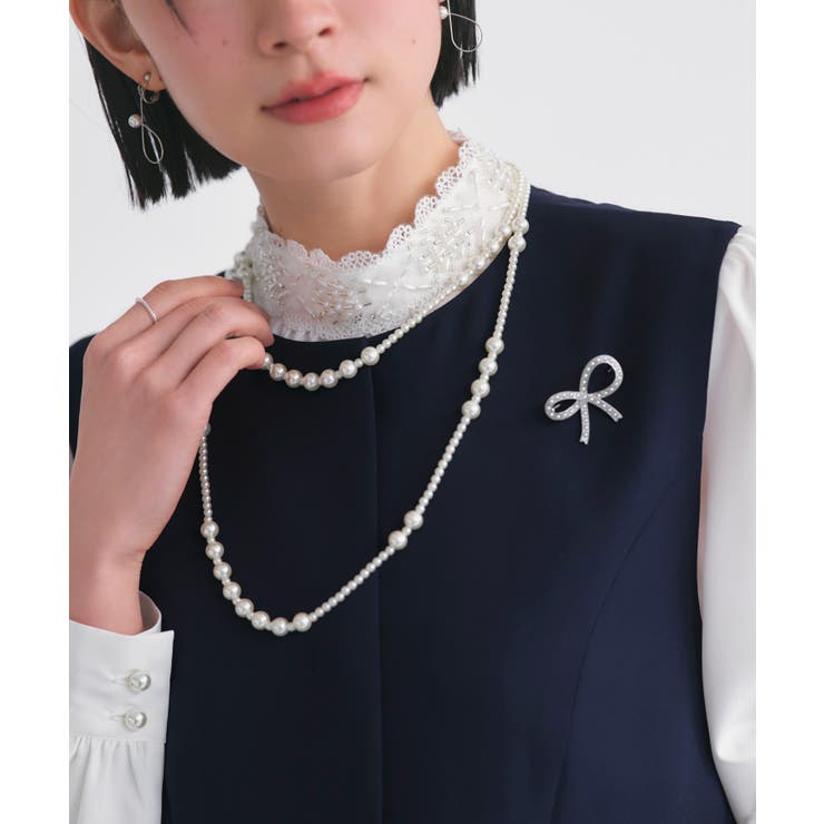 【3点set】 レイヤードペプラムジレ＆スリムテーパードパンツビジューブラウス付… | RUIRUE BOUTIQUE | 詳細画像7 