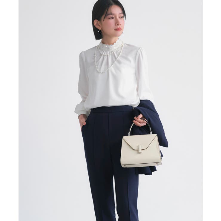 【3点set】 レイヤードペプラムジレ＆スリムテーパードパンツビジューブラウス付… | RUIRUE BOUTIQUE | 詳細画像8 
