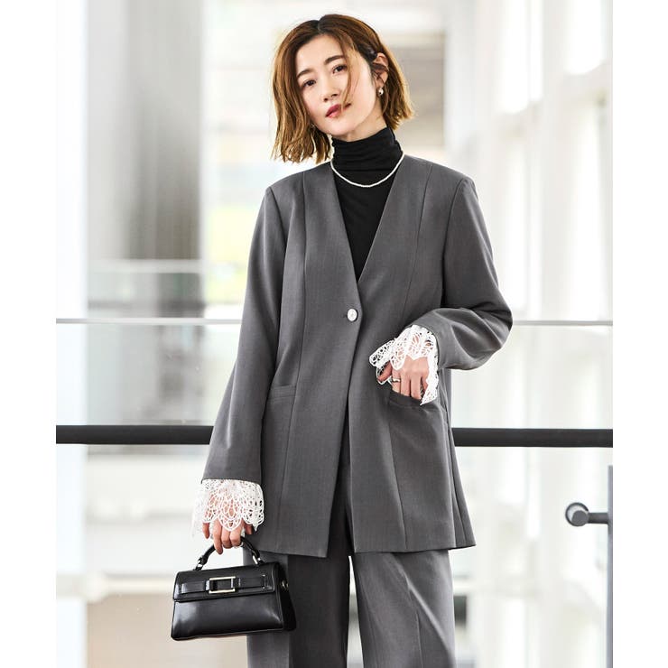 【3点set】 ドレスアップ ジャケットコート＆タックワイドパンツレースケープ | RUIRUE BOUTIQUE | 詳細画像12 