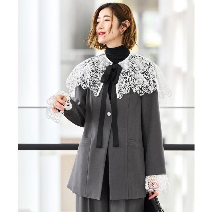 【3点set】 ドレスアップ ジャケットコート＆タックワイドパンツレースケープ | RUIRUE BOUTIQUE | 詳細画像15 