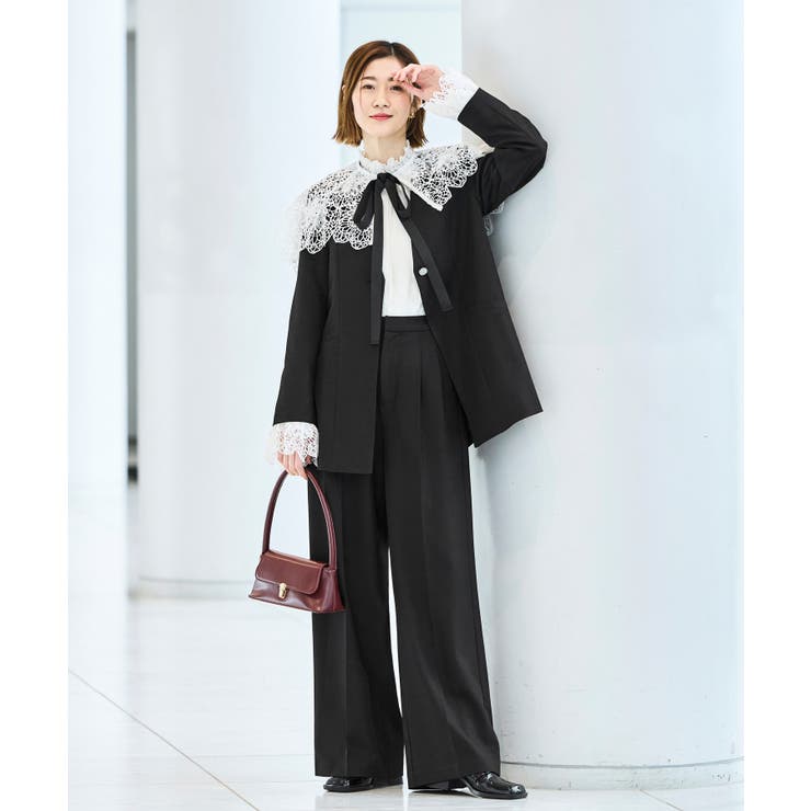 【3点set】 ドレスアップ ジャケットコート＆タックワイドパンツレースケープ | RUIRUE BOUTIQUE | 詳細画像3 