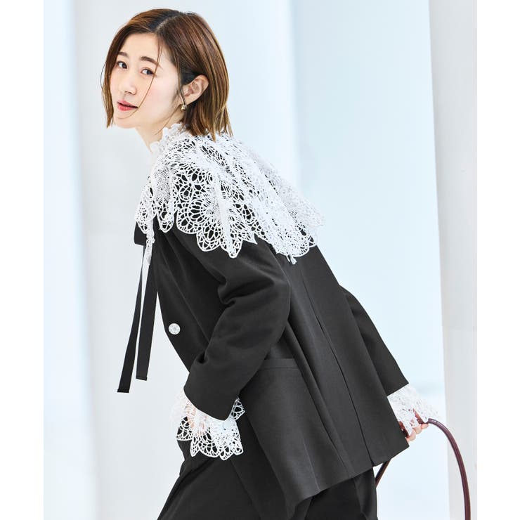 【3点set】 ドレスアップ ジャケットコート＆タックワイドパンツレースケープ | RUIRUE BOUTIQUE | 詳細画像4 