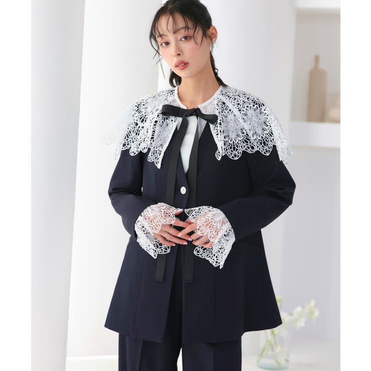 【3点set】 ドレスアップ ジャケットコート＆タックワイドパンツレースケープ | RUIRUE BOUTIQUE | 詳細画像8 