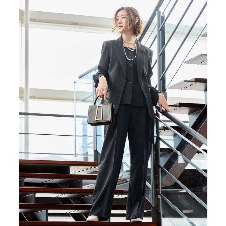 【3点】ピークドラペルジャケット＆ペプラムジレ＆タックワイドパンツセット | RUIRUE BOUTIQUE | 詳細画像14 