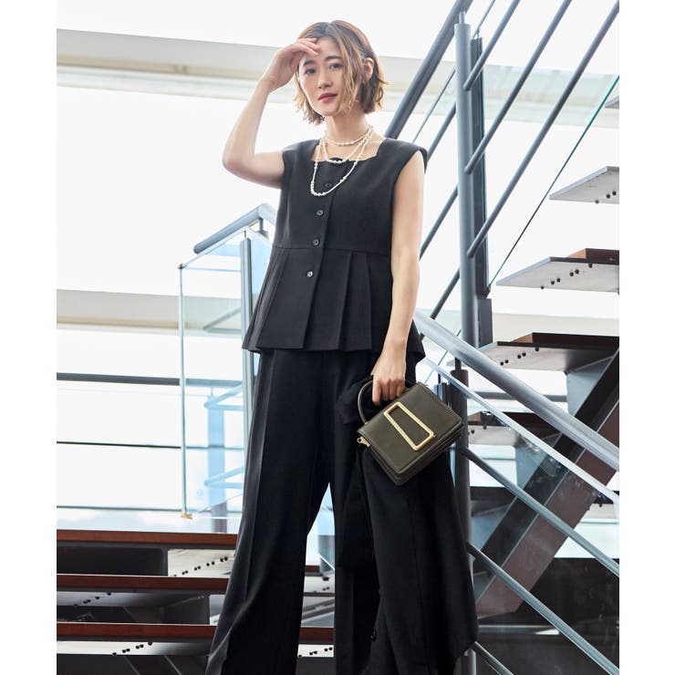 【3点】ピークドラペルジャケット＆ペプラムジレ＆タックワイドパンツセット | RUIRUE BOUTIQUE | 詳細画像15 