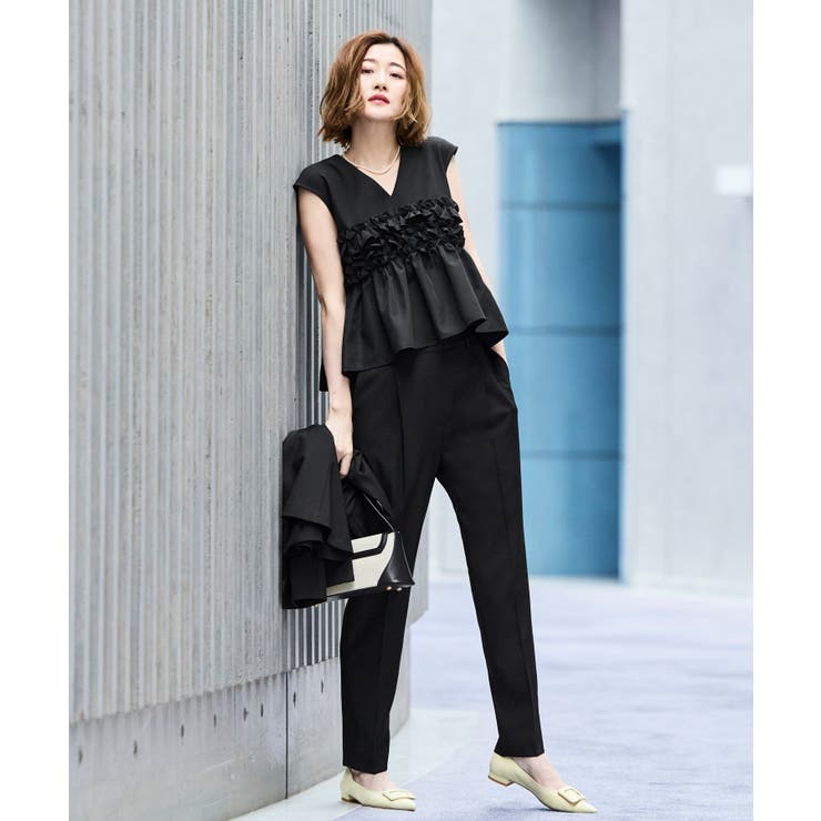 【3点】ノーカラージャケット＆フリルトップス＆スリムパンツセット | RUIRUE BOUTIQUE | 詳細画像17 
