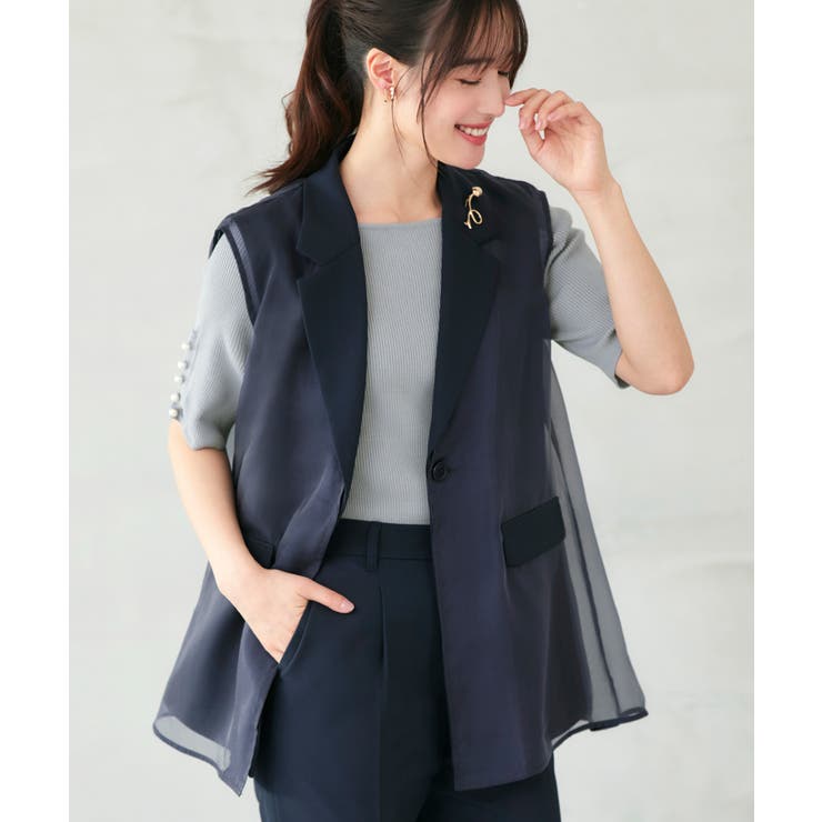 オーガンジー付きテーラードジレ＆フレアパンツセット | RUIRUE BOUTIQUE | 詳細画像11 
