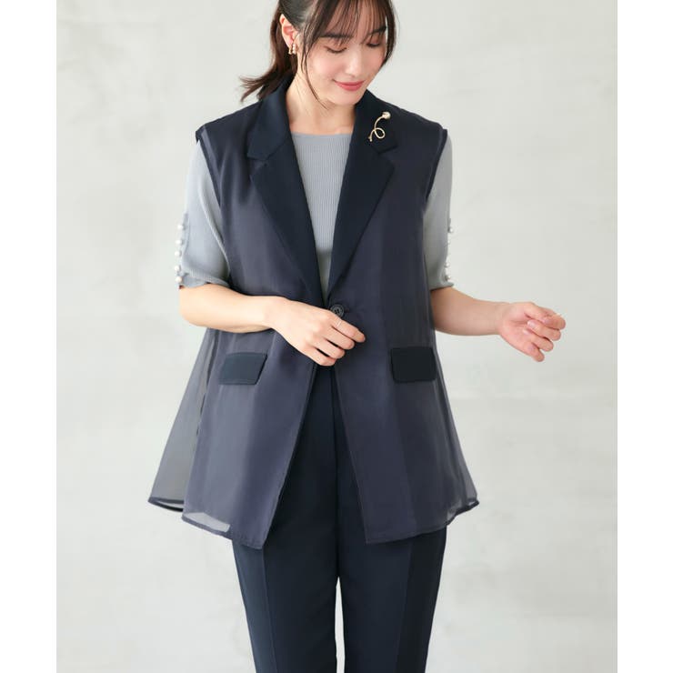 オーガンジー付きテーラードジレ＆フレアパンツセット | RUIRUE BOUTIQUE | 詳細画像14 