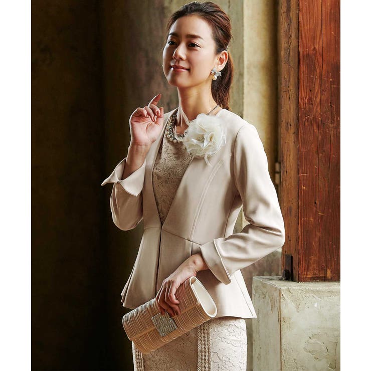 グレージュ(G) | レーシーワンピースセットアップスーツ | RUIRUE BOUTIQUE