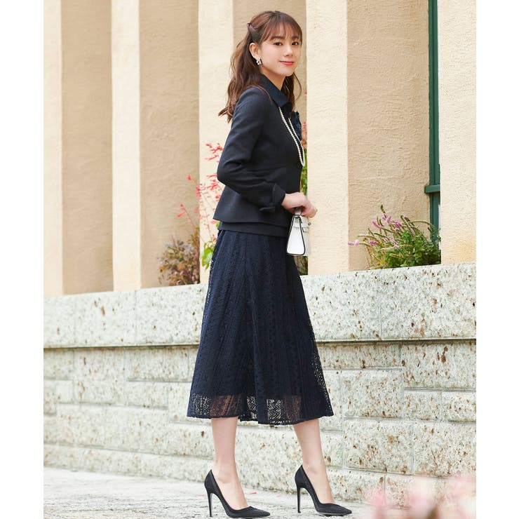 ネイビー(NE) | レースシャツワンピースセットアップスーツ | RUIRUE BOUTIQUE