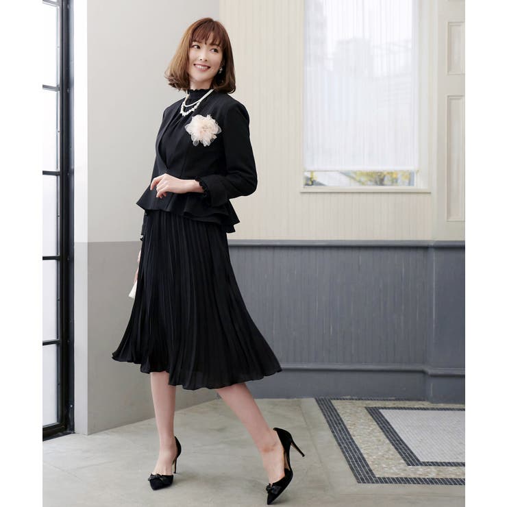 ブラック(BL) | プリーツワンピースアンサンブルスーツ | RUIRUE BOUTIQUE