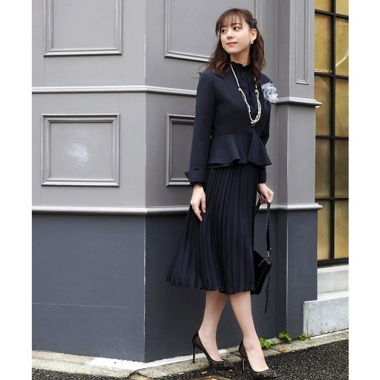 ネイビー(NE) | プリーツワンピースアンサンブルスーツ | RUIRUE BOUTIQUE