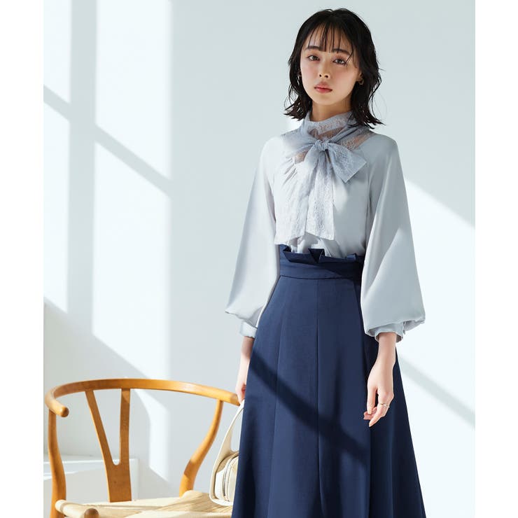 トライアングルレースボウタイブラウス | RUIRUE BOUTIQUE | 詳細画像4 
