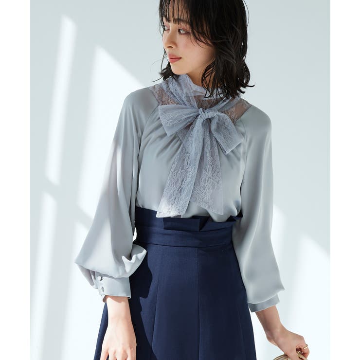 トライアングルレースボウタイブラウス | RUIRUE BOUTIQUE | 詳細画像5 