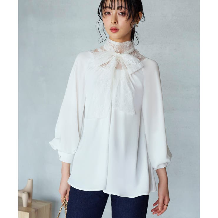 トライアングルレースボウタイブラウス | RUIRUE BOUTIQUE | 詳細画像6 