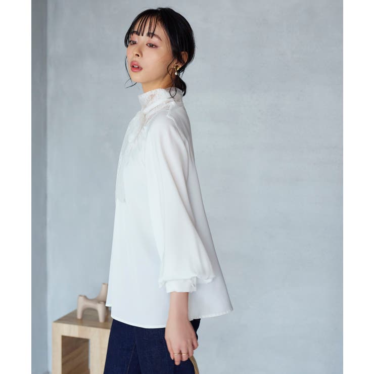 トライアングルレースボウタイブラウス | RUIRUE BOUTIQUE | 詳細画像7 
