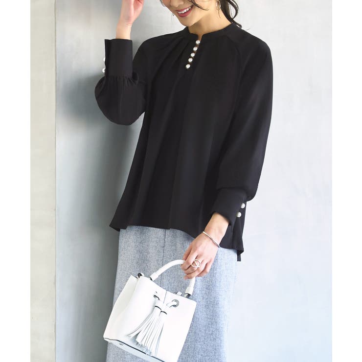 スリットパールスタンドカラーブラウス | RUIRUE BOUTIQUE | 詳細画像10 