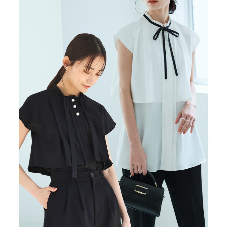 選べるデザインパールボタンフレンチスリーブブラウス | RUIRUE BOUTIQUE | 詳細画像1 
