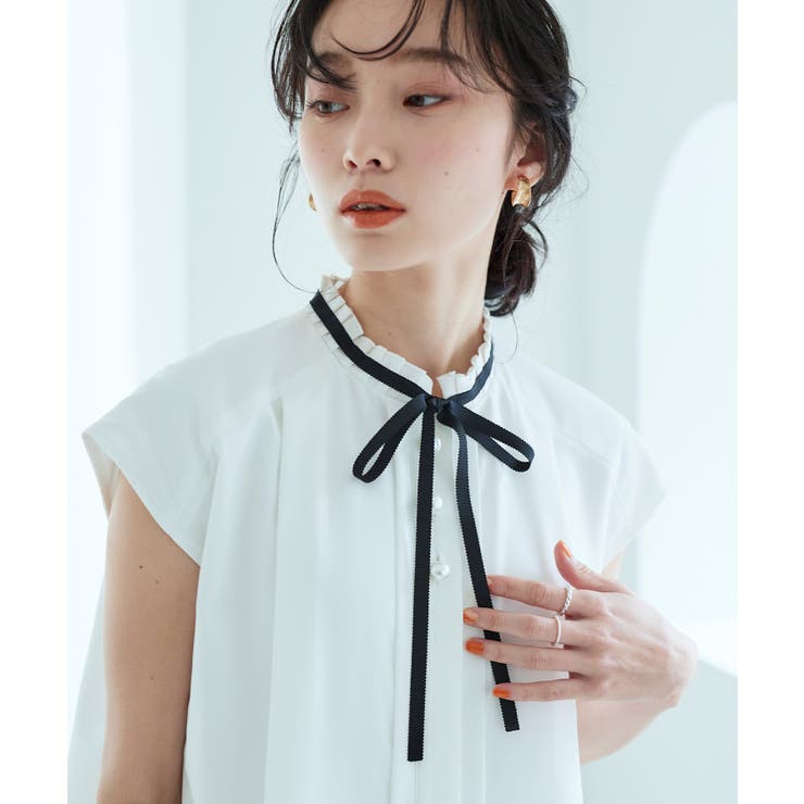 選べるデザインパールボタンフレンチスリーブブラウス | RUIRUE BOUTIQUE | 詳細画像2 