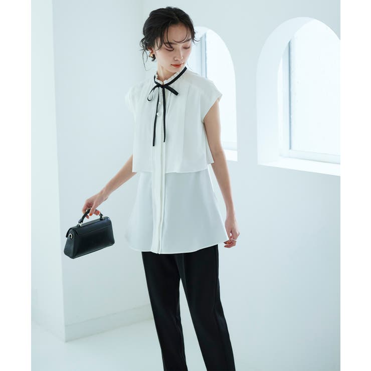 選べるデザインパールボタンフレンチスリーブブラウス | RUIRUE BOUTIQUE | 詳細画像5 