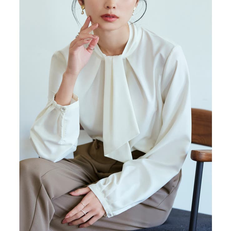 オフホワイト(WH) | スカーフタイブラウス | RUIRUE BOUTIQUE
