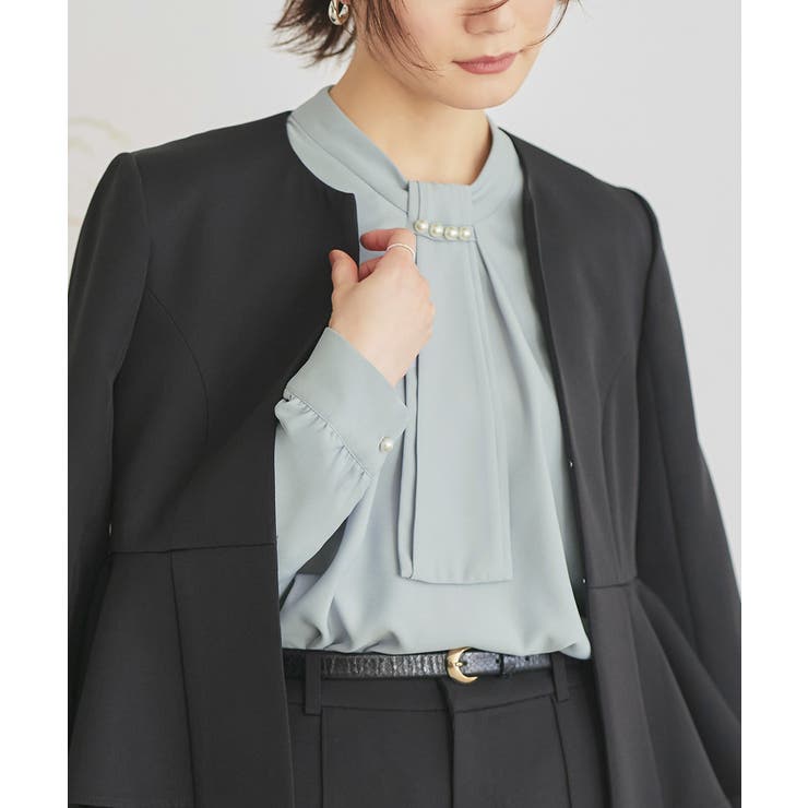 B長袖/ライトブルー(2PBU) | 選べるデザイン フロントタックボウタイブラウス[長袖/半袖] | RUIRUE BOUTIQUE